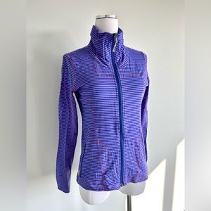 Lole Purple Blue Striped Exercise Jacket M 🥳